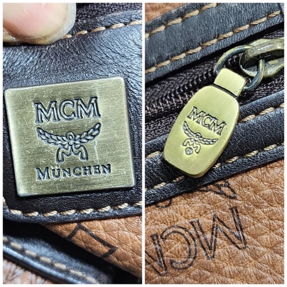 Authentic MCM Visetos Leather Tote Bag Brown/Black - Picture 14 of 15